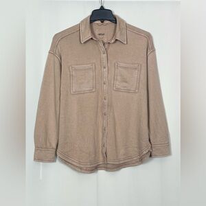 Aerie Women’s Lumber Jane Fleece Shirt Tan Color Size XXS